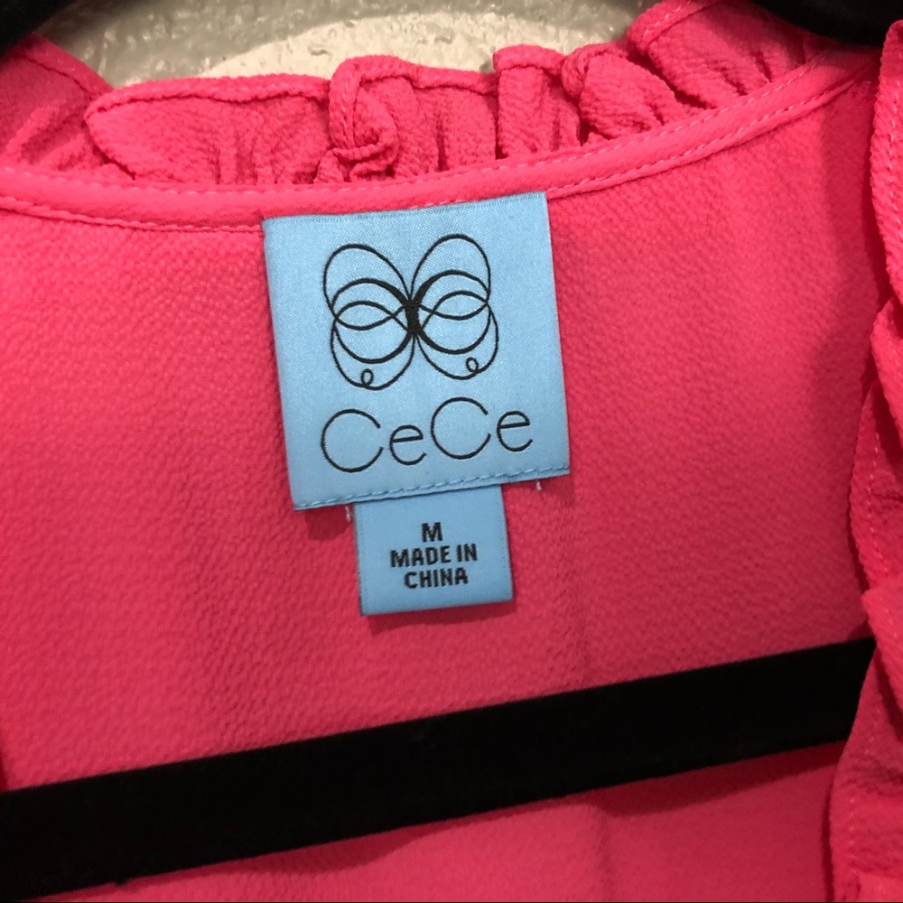 CeCe Hot Pink Sleeveless Wrap Mini Dress - Picture 2 of 4